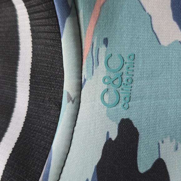 C&C California Womens Neoprene Camo Bomber Jacket NWT  Size XS - Picture 11 of 12